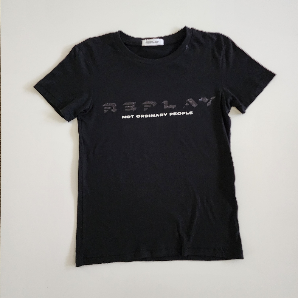 Replay Black T-Shirt Size XXS